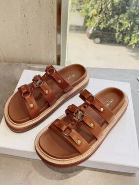 Celine Classic Triomphe Leather Slides